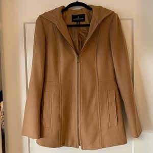 NWOT London Fog Women’s Hooded Zip Camel Wool Coat